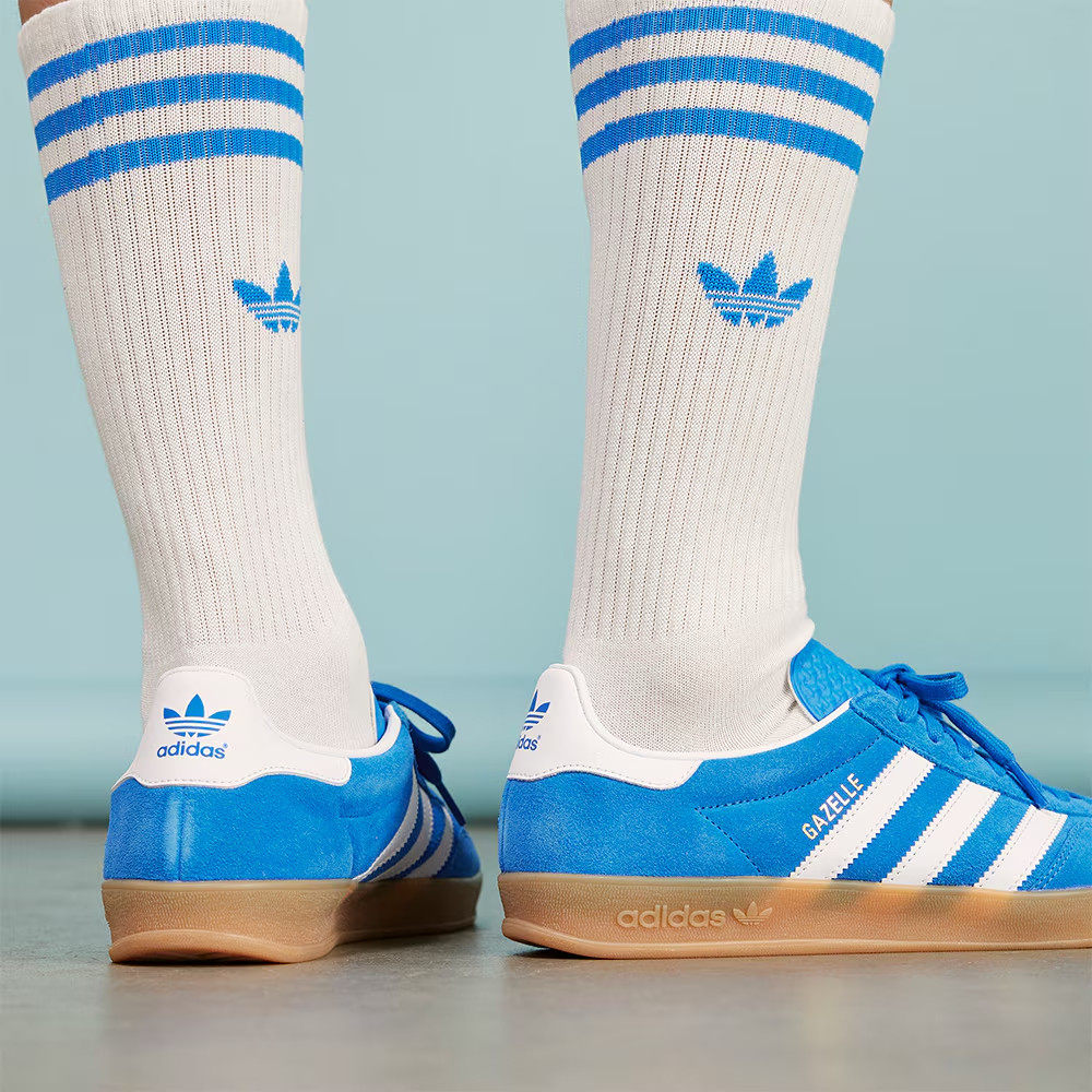 阿迪达斯德训鞋男女adidas三叶草Gazelle复古运动板鞋蓝色 JI2061