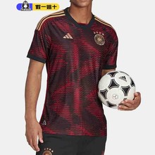 阿迪达斯短袖男德国队球员版客场足球球衣速干透气运动T恤HF1695