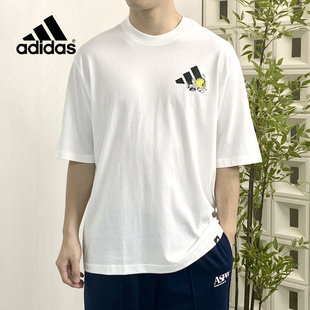 Adidas/阿迪达斯正品短袖男款夏季运动透气休闲潮流印花T恤JZ3255