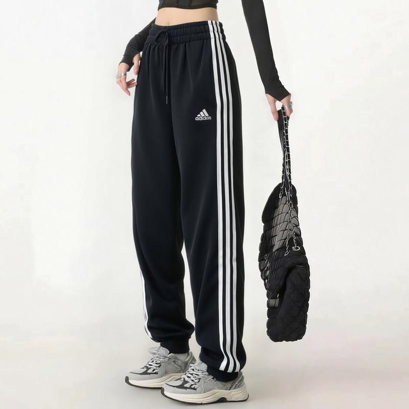 adidas阿迪达斯运动裤女秋季新款宽松三条纹束脚裤美式街舞女裤子