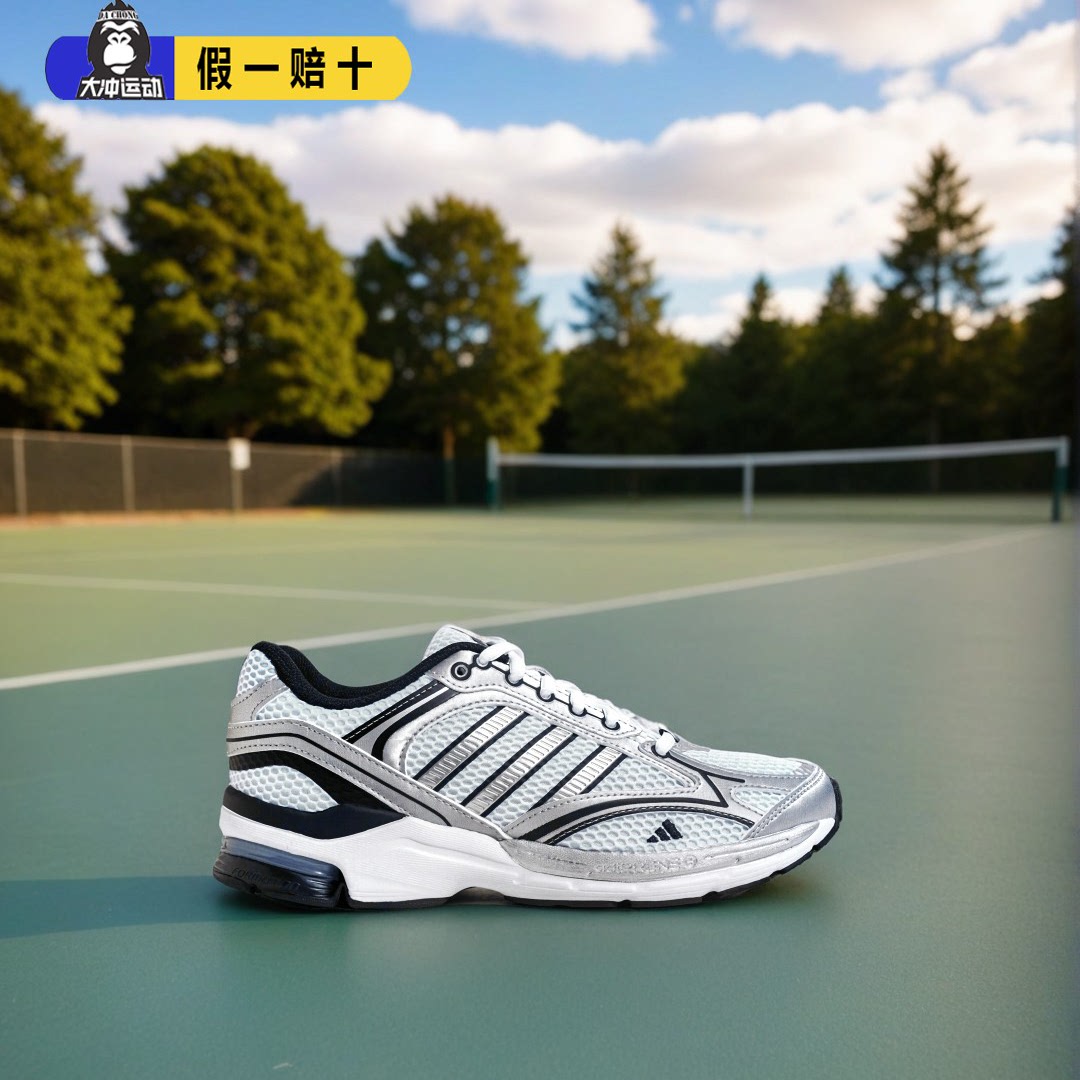 阿迪达斯羽毛球鞋男款夏季透气运动鞋正品爆款银色男鞋稳定训练鞋