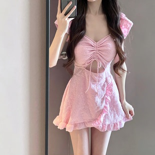 遮肉显瘦少女学生甜美保守高级感泳装 2026新款 绝美连体泳衣女裙式