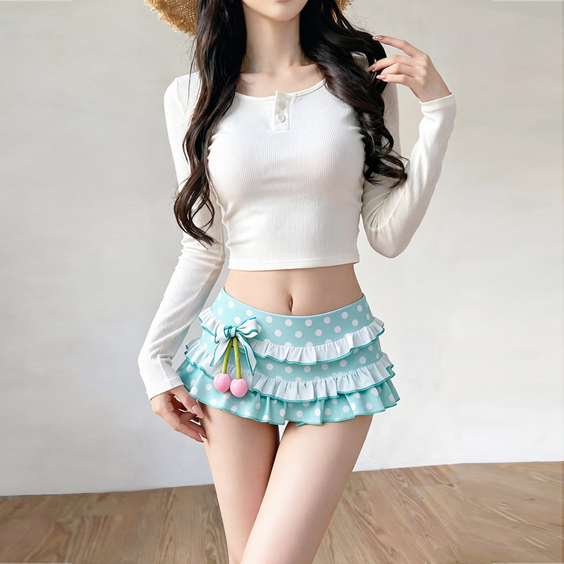 可爱少女甜妹分体裙式泳衣