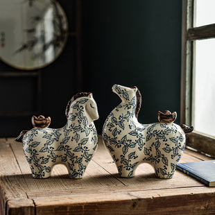 马上有钱摆件招财办公室装饰品高档新中式客厅博古架乔迁开业礼品