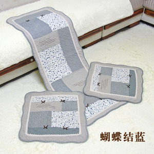 夏季全棉布艺绗缝汽车垫三件套韩式坐垫可爱防滑座垫四季通用包邮