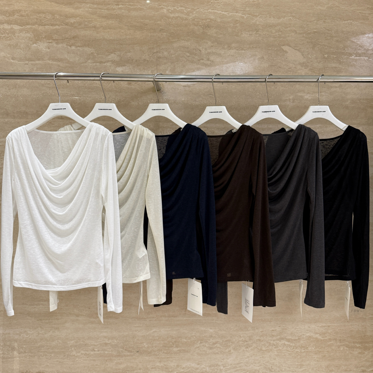 TOMORROWANN法式荡领修身针织衫