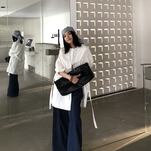 LOUISA.S 早秋上新纯色百搭圆领单排扣上衣衬衫(配飘带)27866