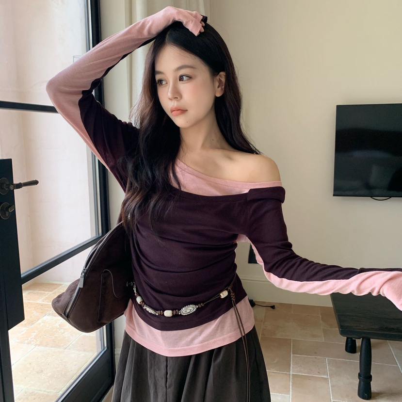 ONEBYTOW-简约百搭斜肩打底衫