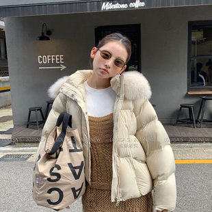 LOUISA.S  2025冬季韩版时尚百搭连帽狐狸毛女羽绒服 28231