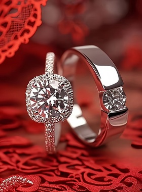 结婚活口对戒奢华婚礼仿真钻戒