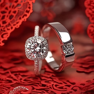 设计风戒指仿真一对婚礼现场用活口可调节求婚假钻戒结婚专用对戒