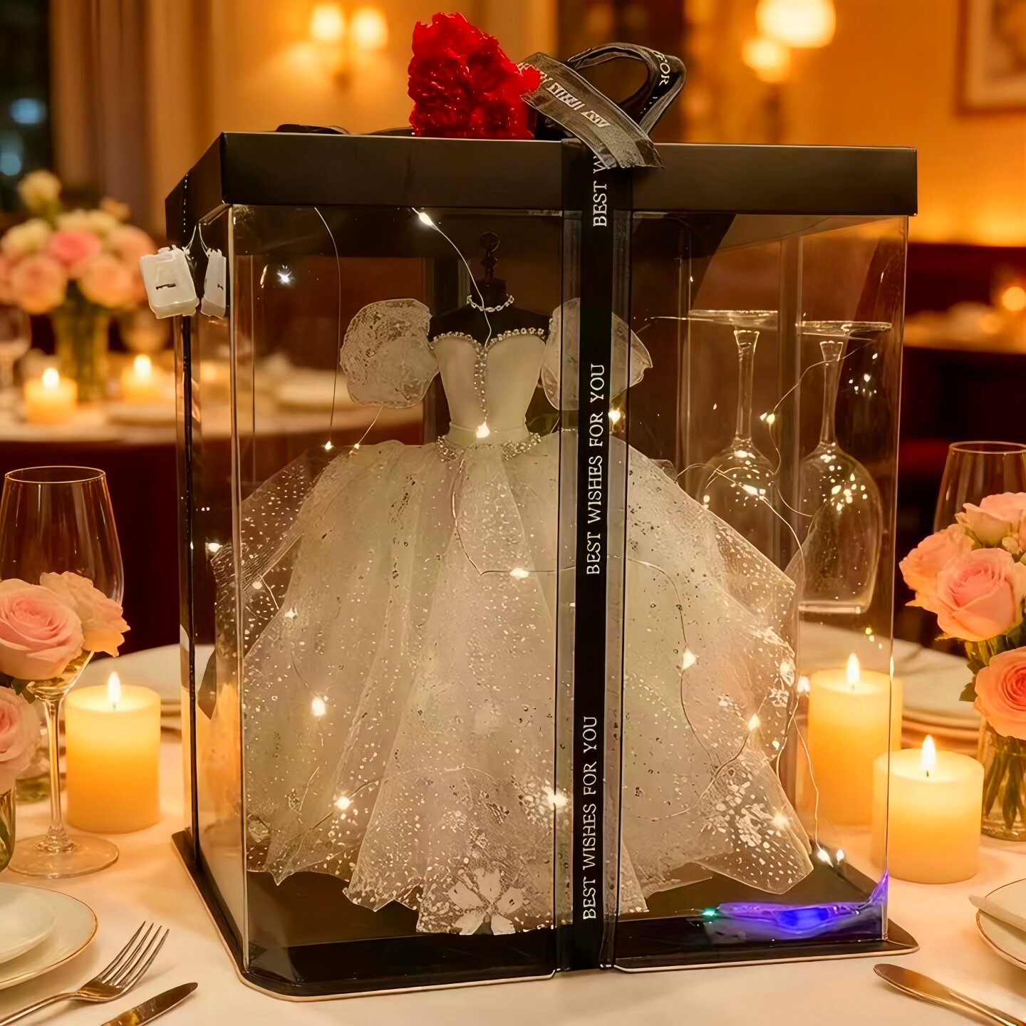 高档生日礼物送女朋友闺蜜小众级感情人节结婚礼装饰婚纱模型实用