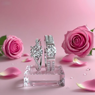 结婚戒指仿真一对男女戒仿真假钻婚戒活口钻戒婚礼仪式用情侣对戒