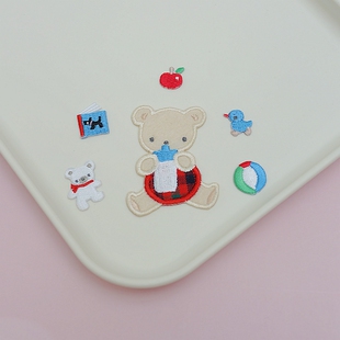 BF06熨烫款日本Familiar风卡通刺绣小熊魔法屋布贴宠物发夹DIY