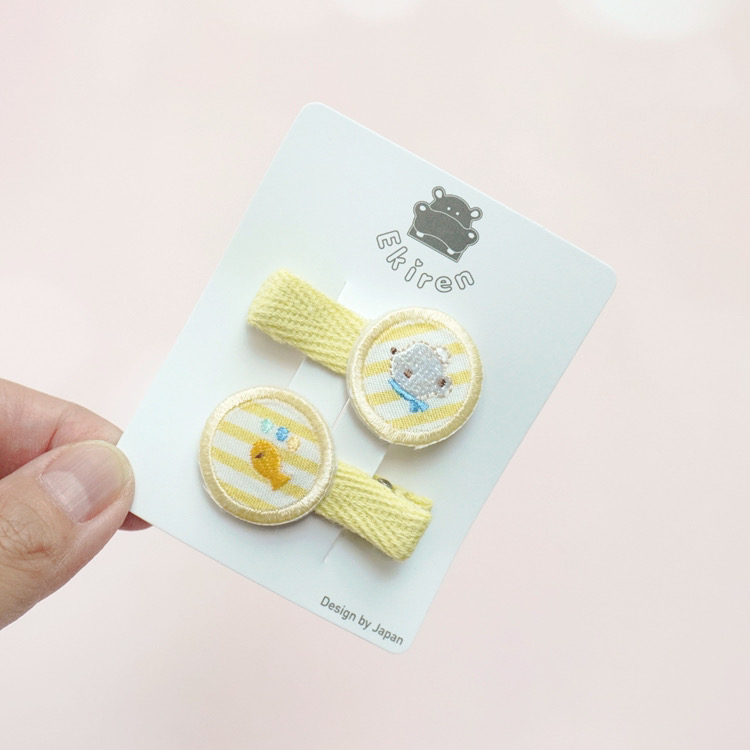 小红书日本familiar风棉布全包卡通小熊小鱼儿发夹对夹鸭嘴夹