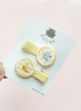 小红书日本familiar风棉布全包卡通小熊小鱼儿发夹对夹鸭嘴夹