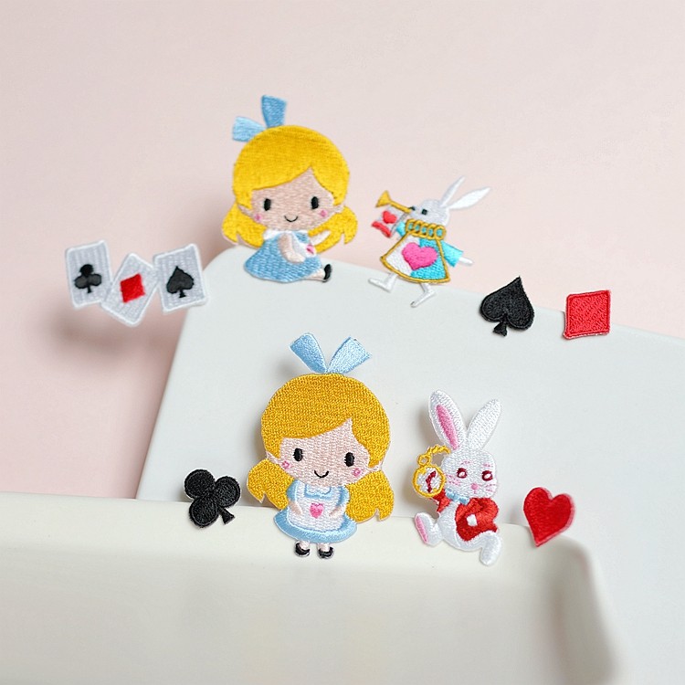 cy-04贴纸款,日本爱丽丝梦游仙境卡通公主龙骧包刺绣布贴补丁贴