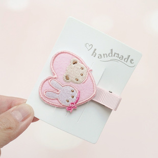 日本familiar风可爱卡通爱心五角星刺绣小熊小兔发夹刘海夹发饰