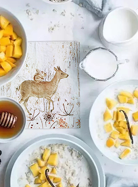 个性印花ins风文艺蝶古巴特纸巾木浆餐巾纸手帕纸 鹿 33x33 2层