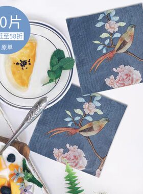 手绘风印花餐巾纸蝶古巴特手帕纸