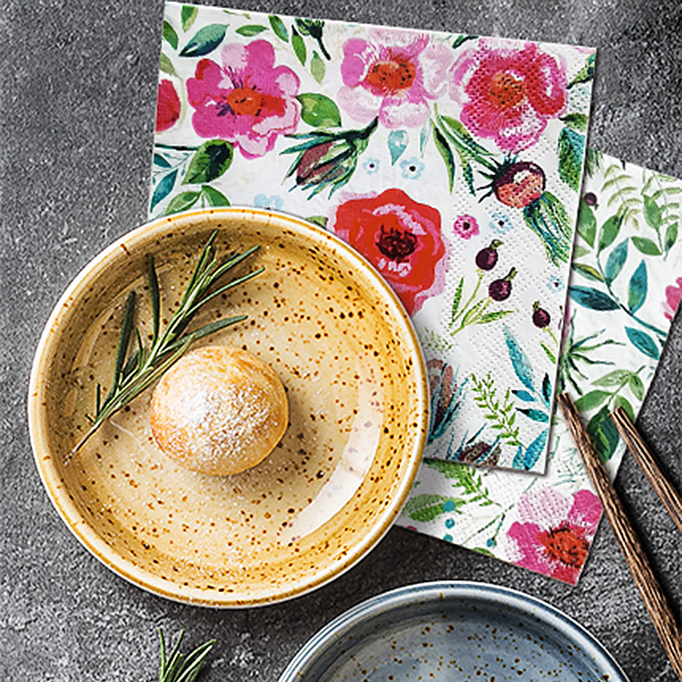 25x25cm花卉植物小包装印花餐巾纸木浆印花纸彩色纸巾2层20片