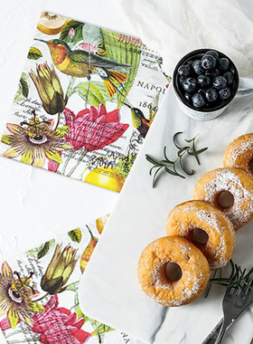 新款25x25cm手帕纸巾小包彩色印花餐巾蝶骨巴特高颜值家用纸20片