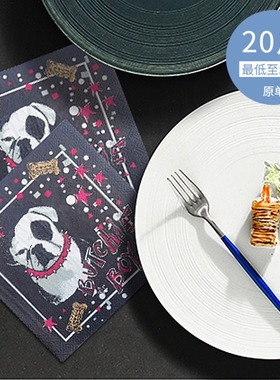 NC011个性设计英国斗牛犬印花彩色面巾纸餐巾纸一次性口布25*25