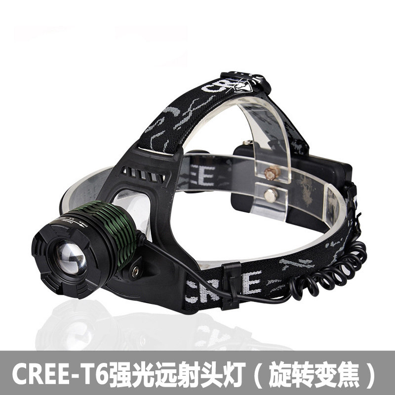 山笛户外强光变焦头灯CREE T6强光远射垂钓灯旋转变焦矿灯18650电