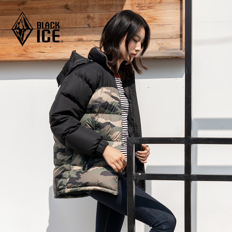 男女同款黑冰羽绒服加厚保暖