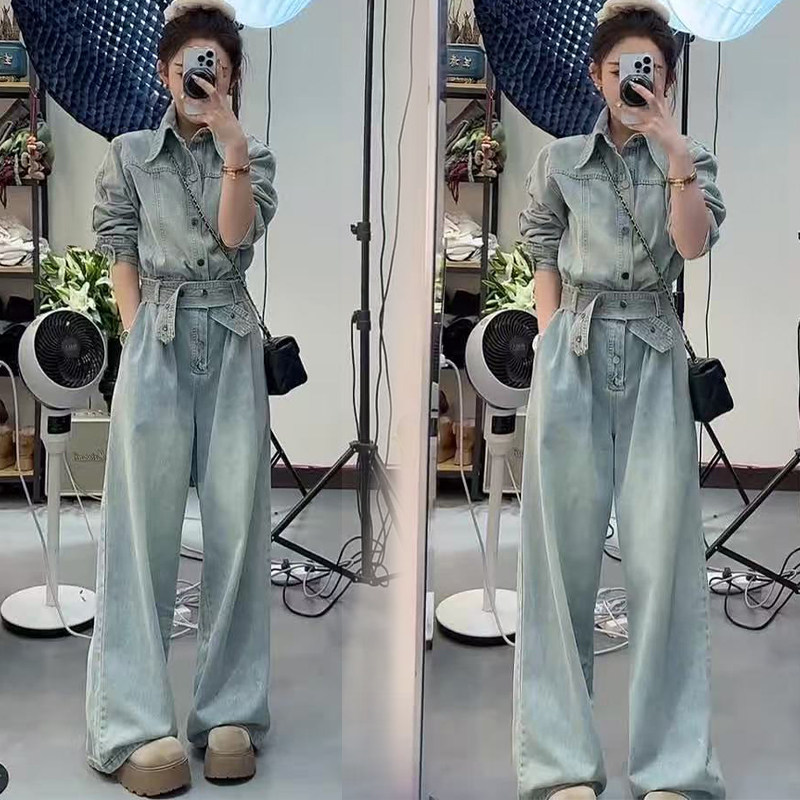 高级春季复古港味牛仔工装连身裤女连体2025新款长袖连体衣高腰,女装/女士精品,时尚套装,淘宝优惠券,粉丝福利购,淘宝优惠卷