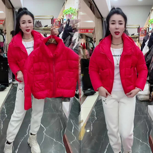 羽绒服2025冬季新款时尚立领连帽两款减龄糖果色面包外套韩版百搭