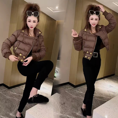 收腰显瘦双排扣羽绒棉服女