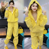 休闲外套休闲裤 防晒新款 两件套 女2025春季 糖果色连帽冲锋衣套装