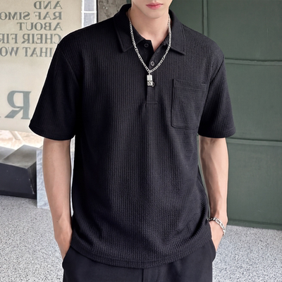 YGY美式肌理感白色短袖衬衫男款夏季宽松休闲百搭青少年痞帅衬衣