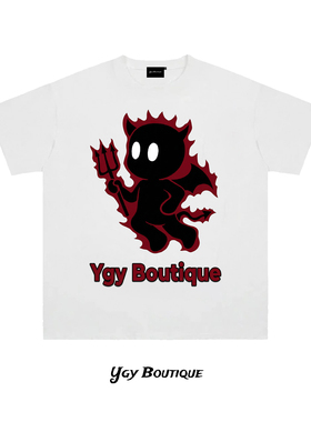 YGY潮牌320g重磅纯棉卡通印花T恤2026年夏季学生百搭情侣短袖上衣