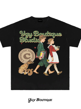 YGY潮牌320g重磅纯棉卡通印花T恤2026年夏季学生百搭情侣短袖上衣