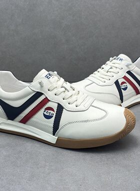 YGY牛皮轻奢透气休闲鞋百搭牛筋软底防滑德训鞋设计感潮流运动鞋