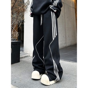 子 加厚垂感男女休闲直筒裤 YGY裤 结构设计运动长裤