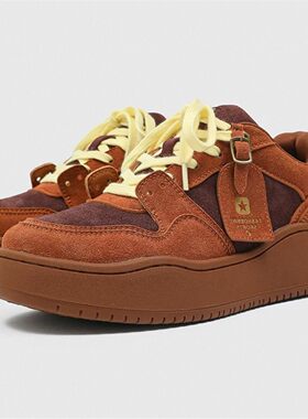 YGY新款安可拉红面包鞋男女厚底休闲板鞋情侣舒适面包鞋潮鞋