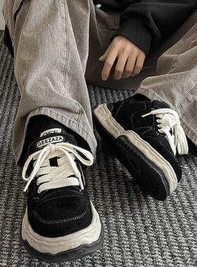 YGY秋冬新款经典潮流板鞋厚底休闲设计感男鞋流行情侣工装鞋