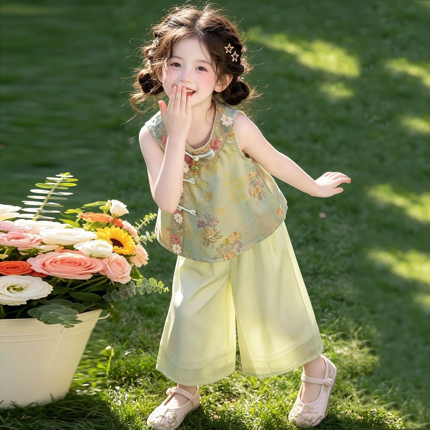 2026夏季新中式女童汉服两件套图片