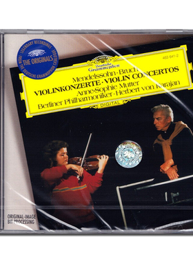 布鲁赫&门德尔松小提琴协奏曲CD 卡拉扬&穆特CD唱片 碟片