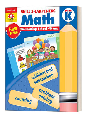 技能铅笔刀 数学练习册 幼儿园小中班 英文原版Evan-Moor Skill Sharpeners Math Grade PreK (2021 revised edition)教材evanmoor