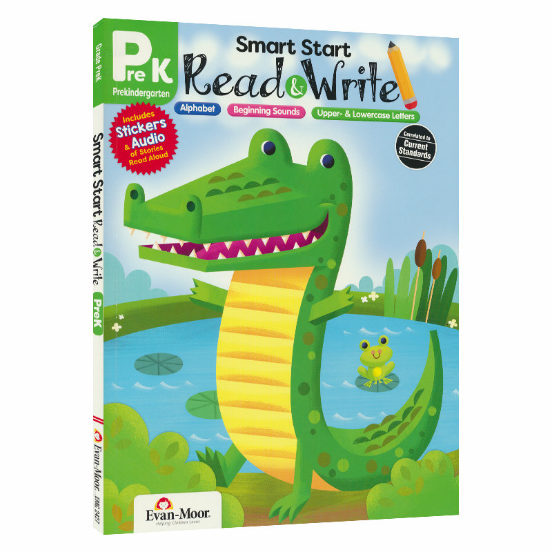 聪慧启蒙系列 阅读与写作 幼儿园小中班 英文原版 Evan-Moor Smart Start Read and Write Grade PreK 美国加州英语教辅evanmoor