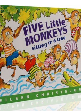 现货英文绘本 Five little monkeys sitting in a tree 五只小猴坐在树上  廖彩杏书单 儿童启蒙读物 纯全英文版正版原著英语书籍