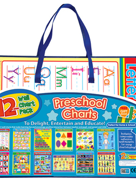 【中图进口】形状/颜色 数字/职业12-Wall Chart Packs:Preschool Charts英语学习挂图套装12张：学前知识 中图上海广州深圳正版书