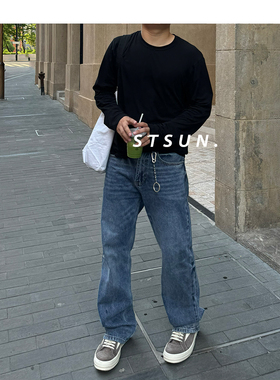 【STS】Lyocell Jeans莱赛尔冰蓝舒适水洗复古小微喇百搭牛仔裤男