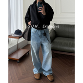 男 Jeans复古时髦高腰宽松微阔自然水洗百搭牛仔裤 STS Butter