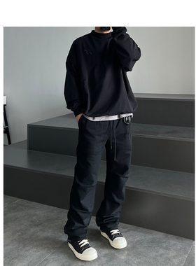 【STS】Folden Pants褶皱膝盖立体直筒宽松百搭休闲卫裤男clean