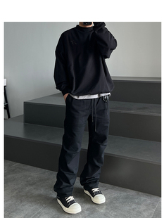 Pants褶皱膝盖立体直筒宽松百搭休闲卫裤 Folden 男clean STS